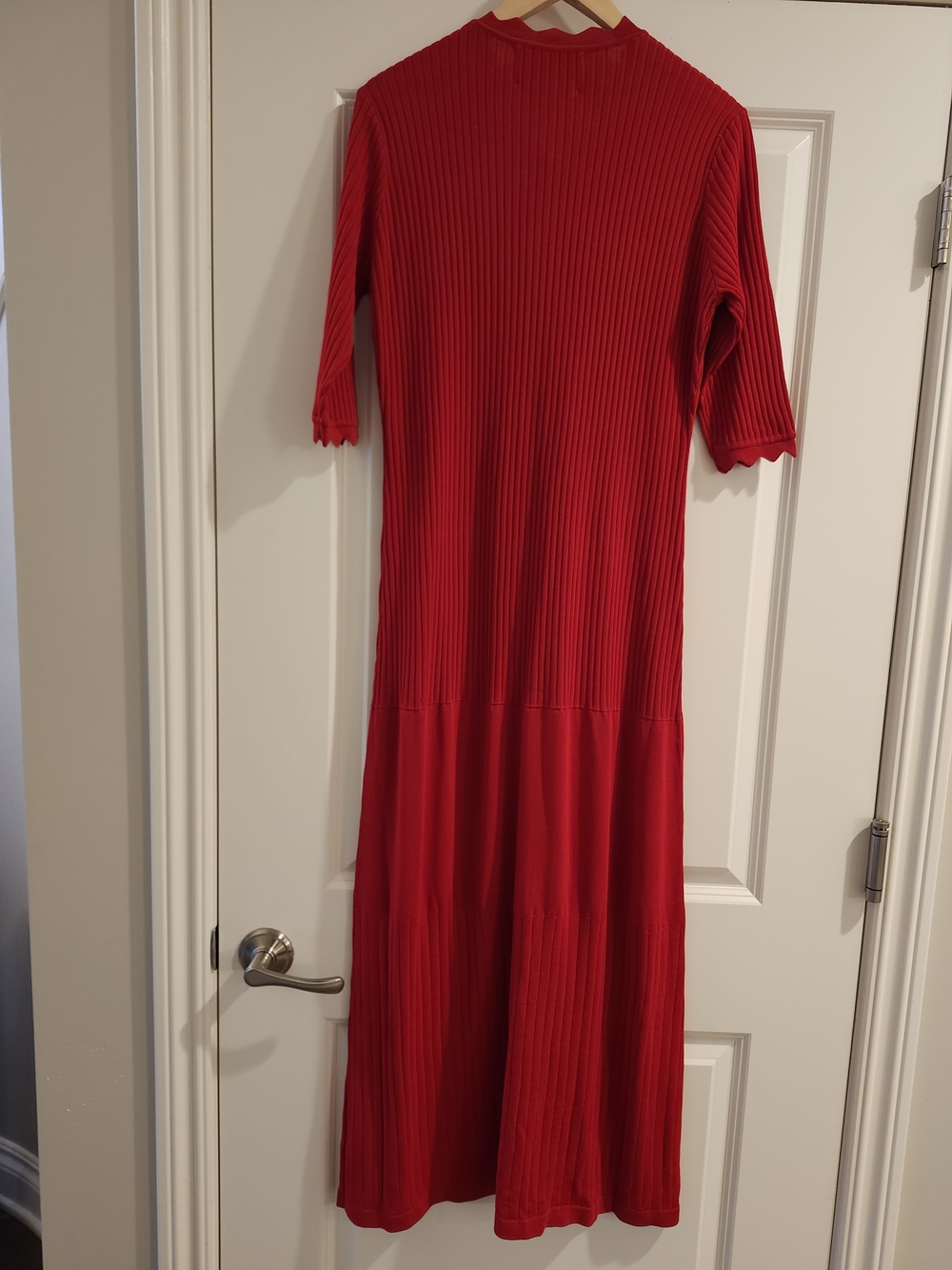 Aleeza Paris Red Ribbed Knit Gold Button Maxi Dress XL NWT - Picture 6 of 6
